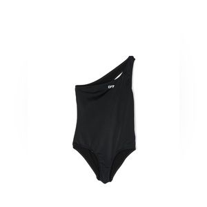 Little Girl Off White One Shoulder Swimsuit